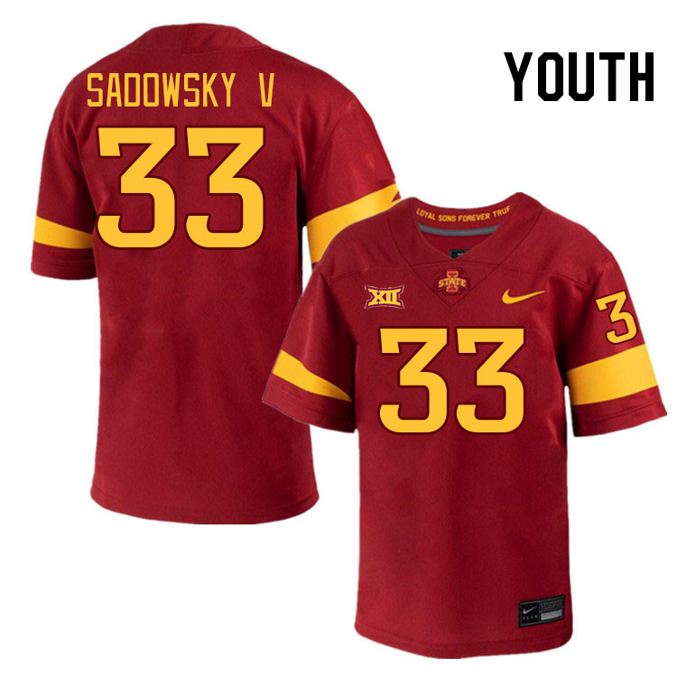 Youth #33 Jack Sadowsky V Iowa State Cyclones College Football Jerseys Stitched-Cardinal